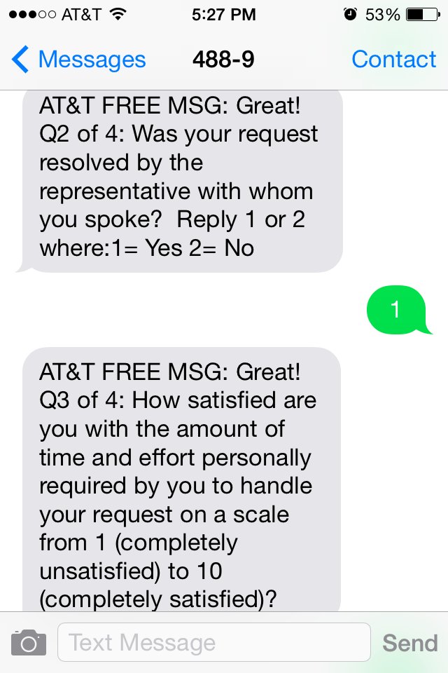 ATT Customer Satisfaction Survey Sample 2