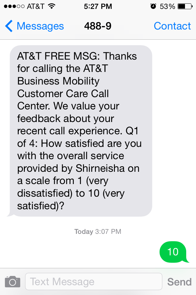 ATT Customer Satisfaction Survey Sample 3