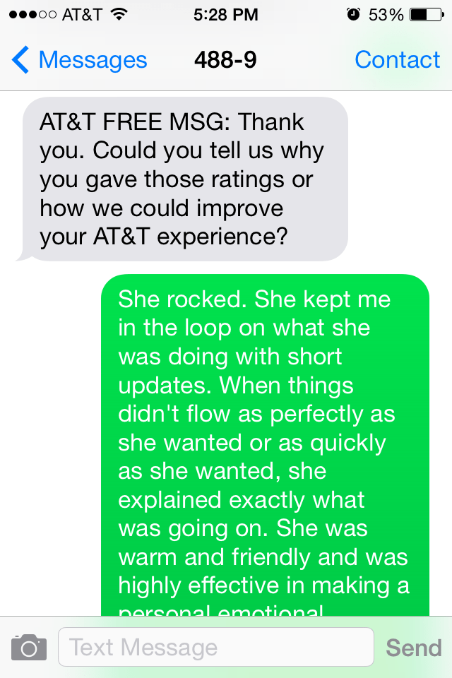 ATT Customer Satisfaction Survey Sample